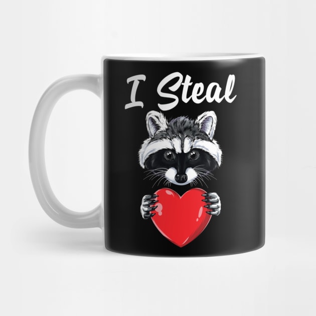 I Steal Hearts Raccoon Valentines Day by Pennelli Studio